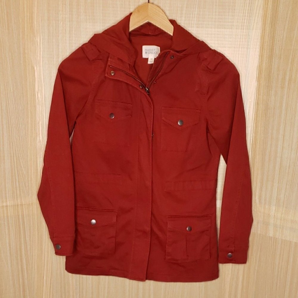 Market & Spruce Womens Red Utility Jacket XS